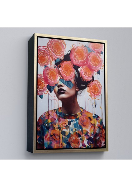 Çerçeveli Çiçek Başlı Soyut Kadın TABLOSU-8009 modelleri
