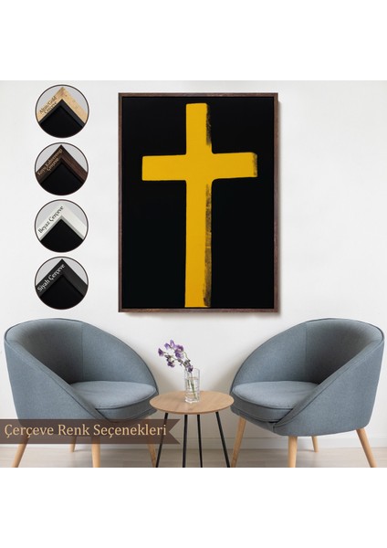 Çerçeveli Sarı Haç Tablosu - CROSS-8105