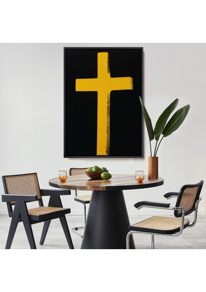 Çerçeveli Sarı Haç Tablosu - CROSS-8105