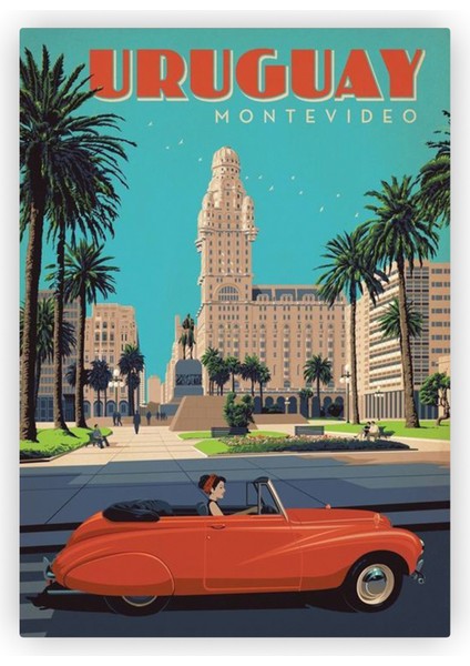 Montevideo Ahşap Poster 20X29 cm