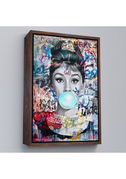 Çerçeveli Audrey Hepburn Graffiti Pop Art Duvar TABLOSU-6470