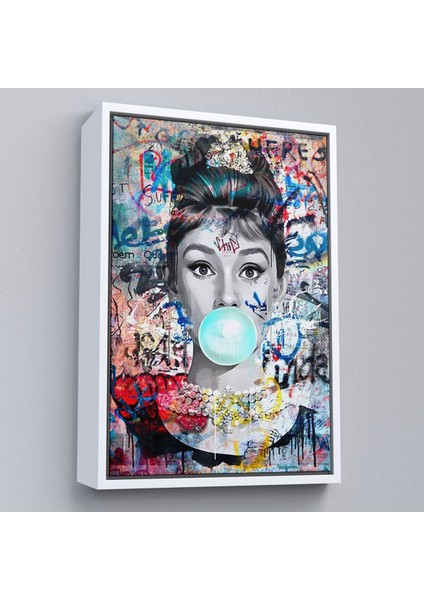Çerçeveli Audrey Hepburn Graffiti Pop Art Duvar TABLOSU-6470 fırsatları