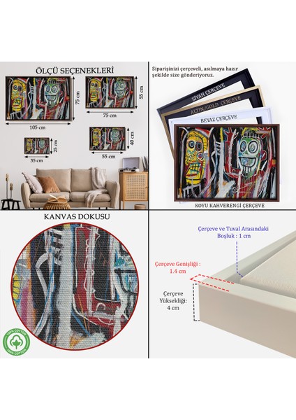 Çerçeveli Jean Michel Basquiat, Boom Patmala Eseri Kanvas TABLO-5032 indirimleri