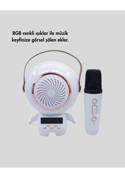 Astronot Tasarımlı Bluetooth Speaker ve Kablosuz Mikrofon Karaoke Seti fırsatları