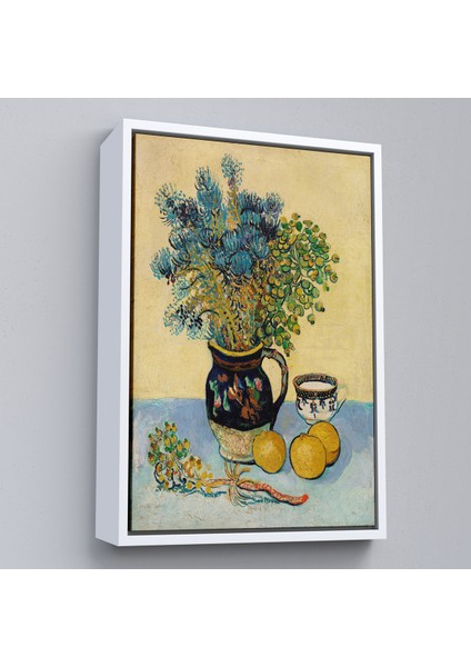 Çerçeveli Natürmort Kır Çiçekleri Ile Majolica Tarzı Sürahi Tablo - Vincent Van GOGH-7451