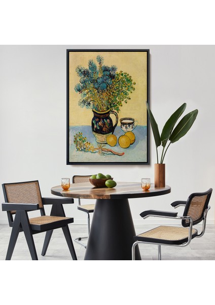 Çerçeveli Natürmort Kır Çiçekleri Ile Majolica Tarzı Sürahi Tablo - Vincent Van GOGH-7451