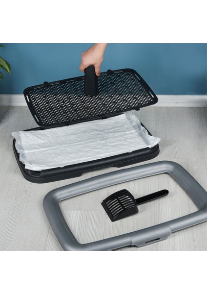 Gri Akıllı Köpek Tuvaleti 59X39X5,5CM, Erkek Köpekler Için, Bacak Aparatı Hediyeli modelleri