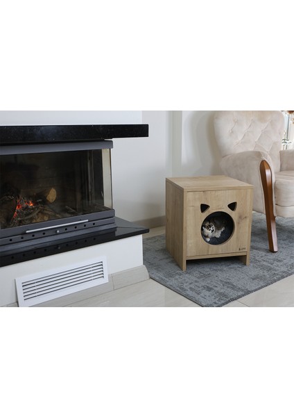 Modern Ahşap Ev Köpek ve Kedi Için, Kahverengi, Dayanıklı ve Şık Tasarım