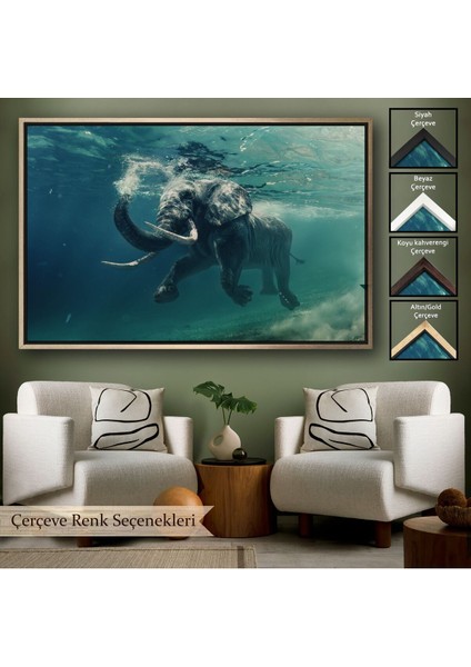 Çerçeveli Yüzen Fil Dekoratif Kanvas TABLO-1128