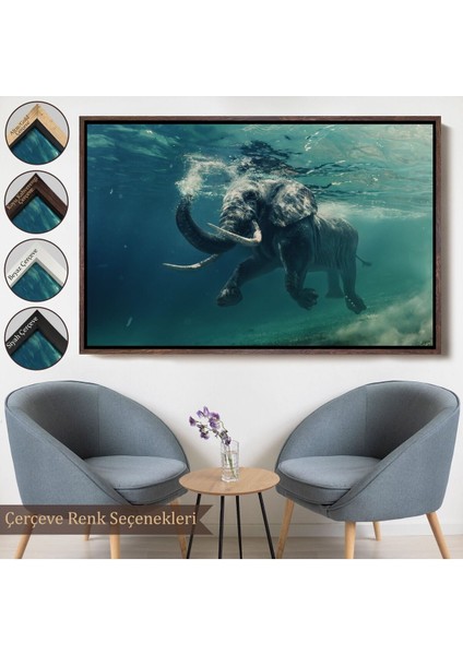 Çerçeveli Yüzen Fil Dekoratif Kanvas TABLO-1128