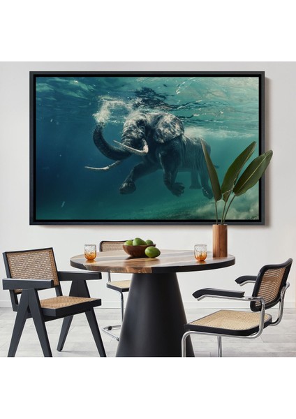 Çerçeveli Yüzen Fil Dekoratif Kanvas TABLO-1128