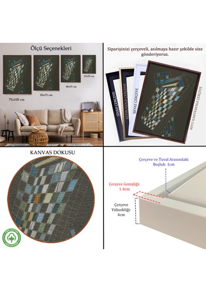 Çerçeveli Wassily Kandinsky - Küçük Uçaklar TABLOSU-7494 indirimleri