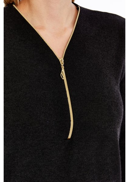 Büyük Beden Fermuarlı Uzun Kol Huvis Kumaş Bluz modelleri