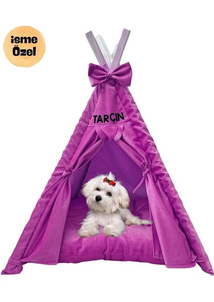 Yıkanabilir Rahat Kedi ve Köpek Çadırı, 60X60, Mor Renkli Konforlu Alan