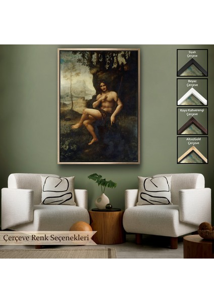 Çerçeveli Leonardo Da Vinci - Francesco Melzi - Bacchus TABLO-7351