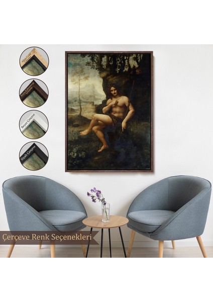 Çerçeveli Leonardo Da Vinci - Francesco Melzi - Bacchus TABLO-7351