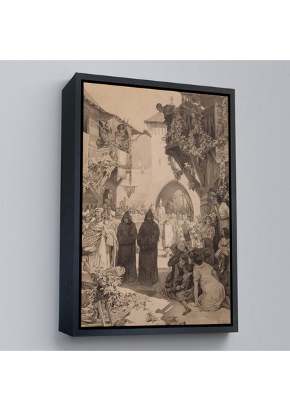 Çerçeveli Alphonse Mucha - Imparator Lothair ve Masum Papa TABLO-7342 modelleri