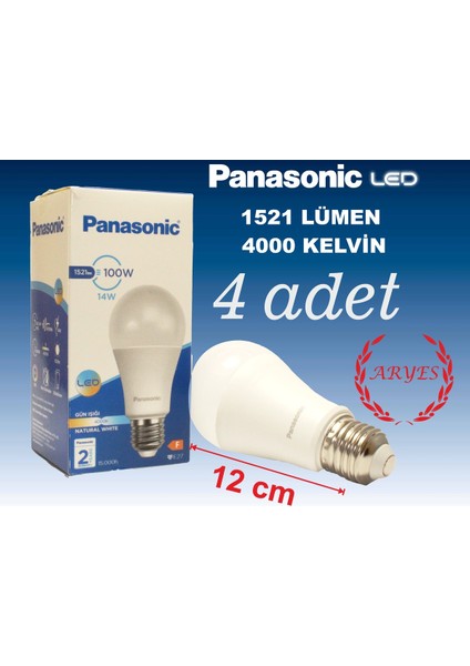 14W 4000 Kelvin Tasarruflu Ampul 4 Adet (Göz Yormaz Yüksek Aydınlık Verir)