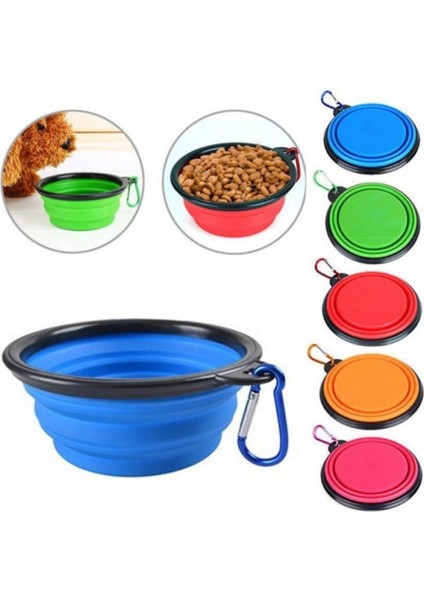 Katlanabilir Silikon Köpek ve Kedi Mama Kabı 350 Ml, Seyahat Için Ideal, Hafif ve Pratik
