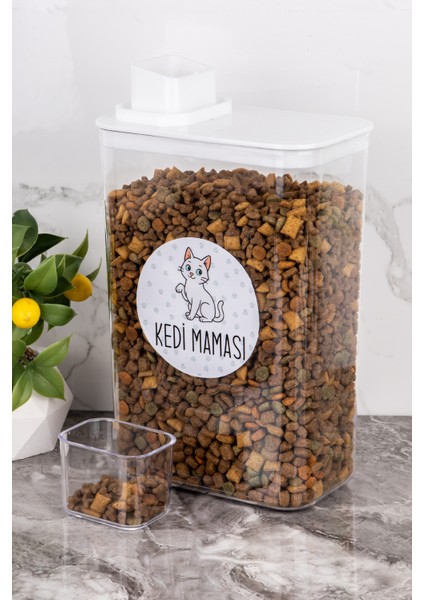 Beyaz 3000 ml Kendinden Ölçekli Kedi Maması Saklama Kutusu modelleri