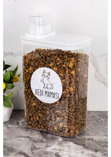 Beyaz 3000 ml Kendinden Ölçekli Kedi Maması Saklama Kutusu fırsatları