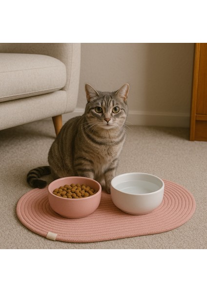 Kedi ve Köpek Için Şık Pembe Servis Altlığı 50X30 Cm, Dayanıklı ve Kullanışlı
