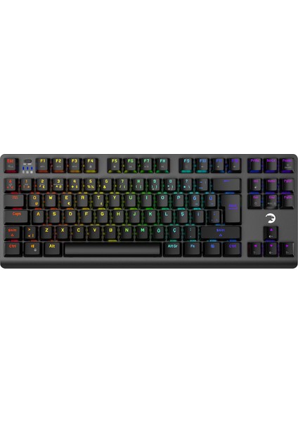 Eva 7 60M Mekanik Kablolu, 2.4ghz, Bluetooth 3 Mod Blue Switch Ingilizce Q 88 Tuş USB Rgb Gaming Klavye