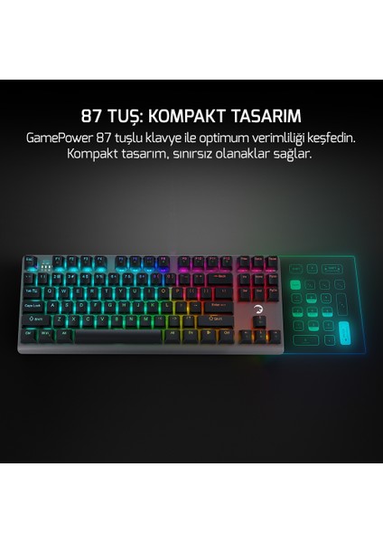 Eva 7 60M Mekanik Kablolu, 2.4ghz, Bluetooth 3 Mod Blue Switch Ingilizce Q 88 Tuş USB Rgb Gaming Klavye fiyatları