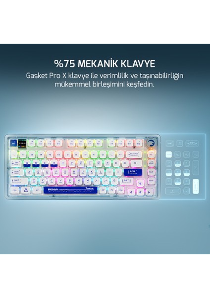 Gasket Pro x Rgb Wireless/bluetooth/kablolu Mekanik Hot-Swap Yağlı Switch Gasket Ingilizce Q Gaming Klavye fiyatları