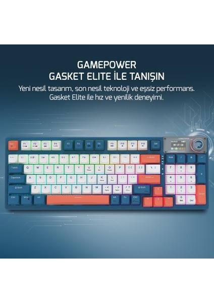 Gasket Elite Rgb Wireless/bluetooth/kablolu Mekanik Blue Switch Gasket Ingilizce Q Gaming Klavye fiyatları