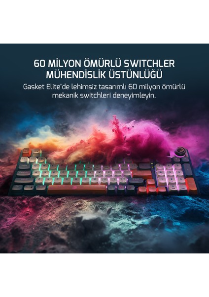 Gasket Elite Rgb Wireless/bluetooth/kablolu Mekanik Blue Switch Gasket Ingilizce Q Gaming Klavye modelleri
