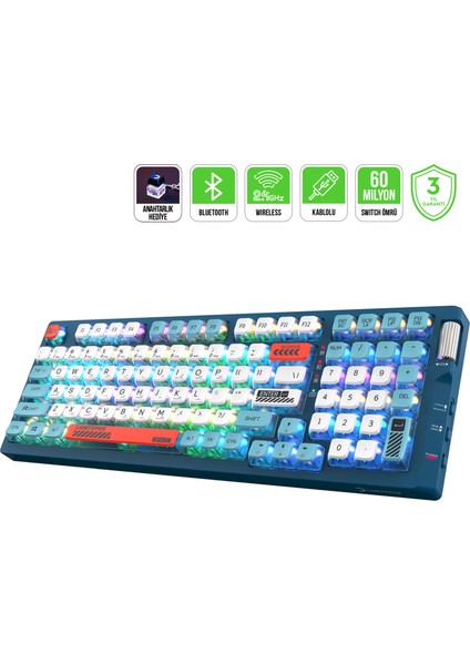 Sense Rgb Wireless/bluetooth/kablolu Mekanik Red Switch Ingilizce Q Gaming Klavye