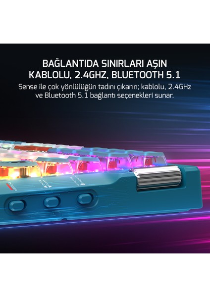 Sense Rgb Wireless/bluetooth/kablolu Mekanik Red Switch Ingilizce Q Gaming Klavye modelleri