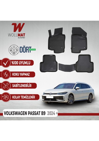 Volkswagen Passat B9 Paspas Variant 2024 Sonrası Uyumlu 3D Havuzlu Paspas Seti