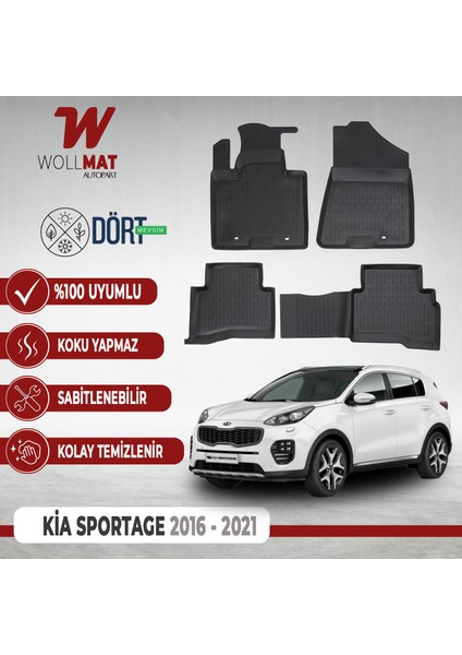 Sportage Paspas 2016 2021 Uyumlu Arası 3D Havuzlu Paspas Seti