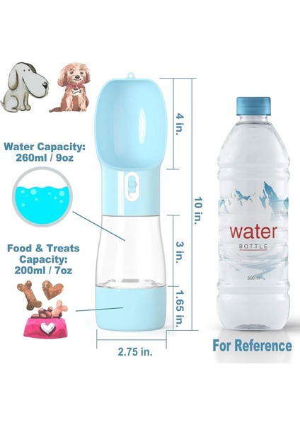 Taşınabilir Evcil Hayvan Suluğu, 380 Ml, Sızdırmaz, Kilitli, Seyahat ve Ev Kullanımı