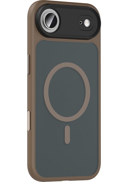 iPhone 17 Air Kılıf Mat Arka Yüzey Wireless Şarj Özellikli Zore Flet M-Safe Kapak - Gri