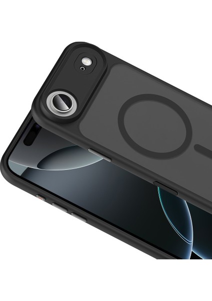 iPhone 17 Air Kılıf Mat Arka Yüzey Wireless Şarj Özellikli Zore Flet M-Safe Kapak - Gri