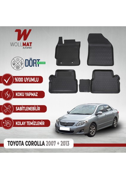 Toyota Corolla Paspas 2007 2012 Arası 3D Havuzlu Paspas Seti Uyumlu