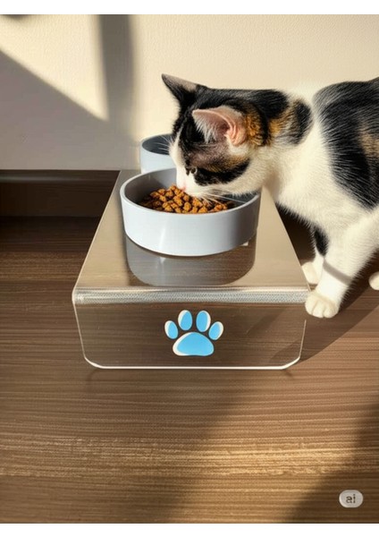 2'li Beyaz Seramik Kedi Köpek Mama ve Su Kabı, 1 Litre, Şık ve Kullanışlı