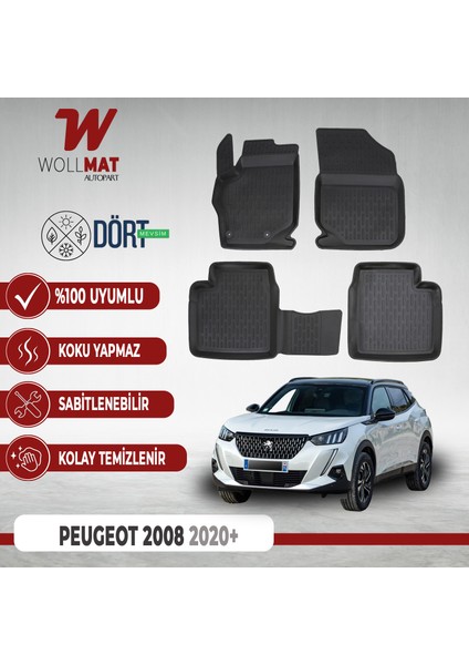 Peugeot 2008 Paspas 2019 Sonrası Uyumlu 3D Havuzlu Paspas Seti