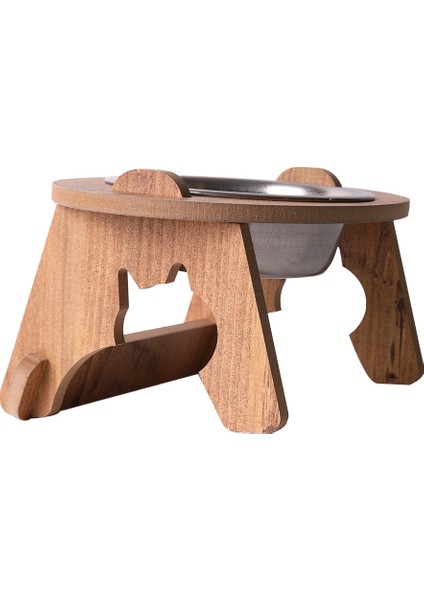 Gri Ahşap Eğimli Tekli Oval Mama ve Su Kabı Standı, 400 ml Çelik Kase modelleri