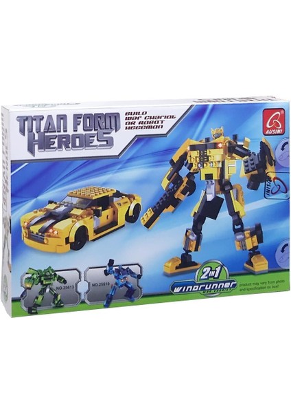 Titan Form Heroes 244 Parça 2 In 1 Araca Dönüşen Sarı Robot