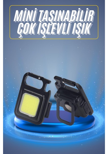 Kamp Çadır Lambası Şarjlı El Feneri Işıldak Anahtarlık Mini Mıknatıslı
