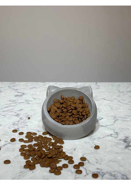 Seramik Gri Kedi ve Köpek Kuru Mama Kabı, Manuel Kullanım, 100 G
