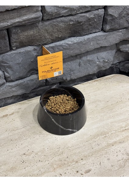 Siyah Mermer Kedi Mama Kabı, 13X15X7 Cm, Şık ve Dayanıklı Evcil Hayvan Aksesuarı fiyatları