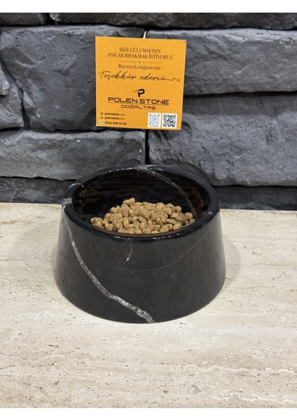 Siyah Mermer Kedi Mama Kabı, 13X15X7 Cm, Şık ve Dayanıklı Evcil Hayvan Aksesuarı fırsatları