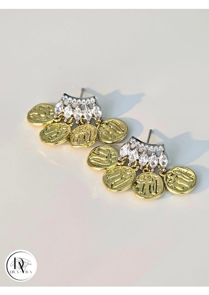 - Glow Earrings – Gold Kaplama Mini Pul Detaylı Kadın Küpe (KOD-320) modelleri