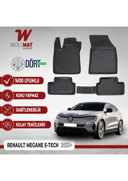 Renault Megane E Tech Uyumlu Paspas 2023 Sonrası 3D Havuzlu Paspas