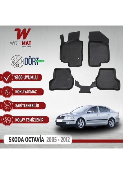 Skoda Octavia Paspas 2005 2012 Arası 3D Havuzlu Paspas Seti